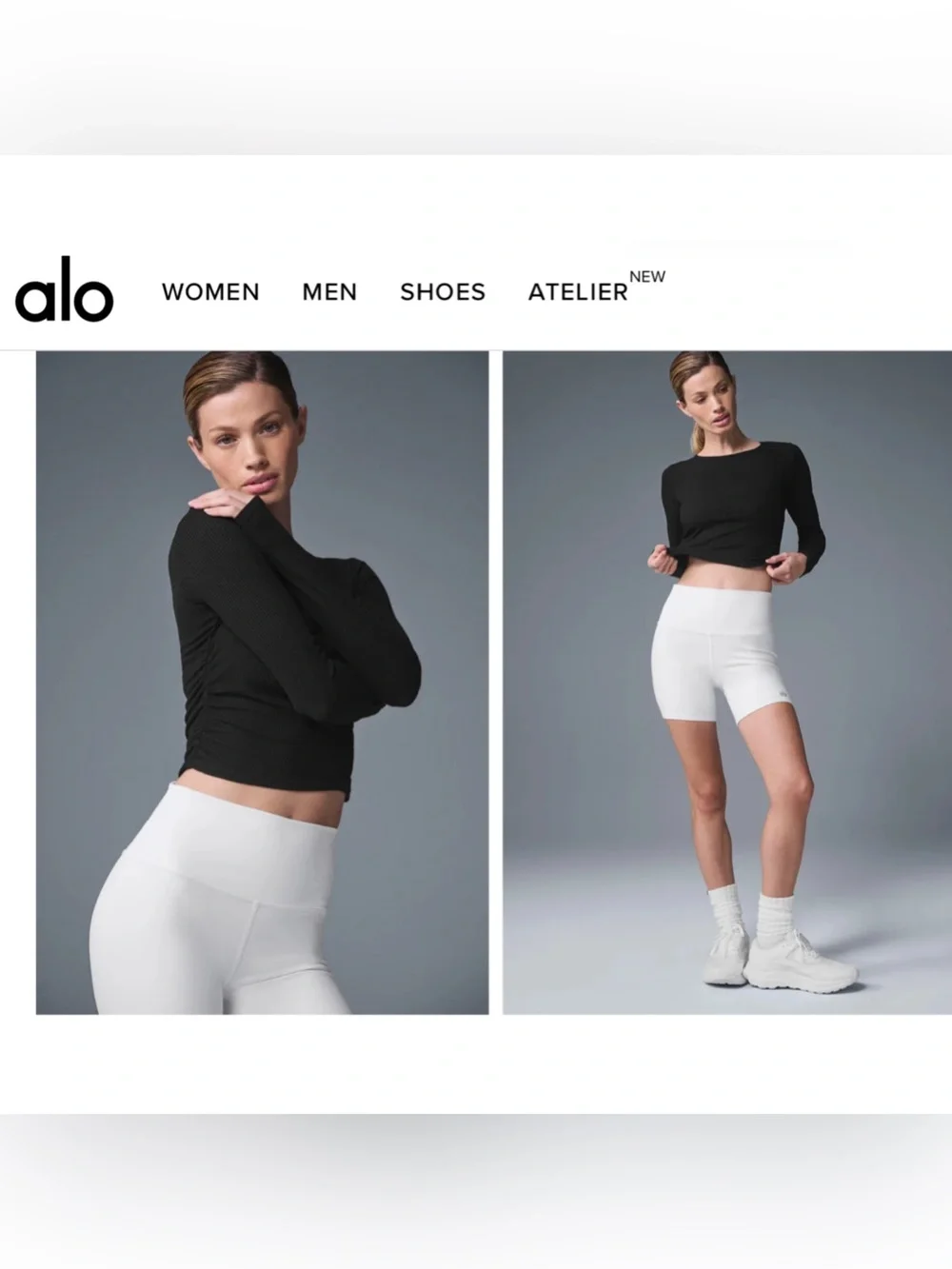 Alo Yoga Gather Long Sleeve Ruched Crop in black EUC S